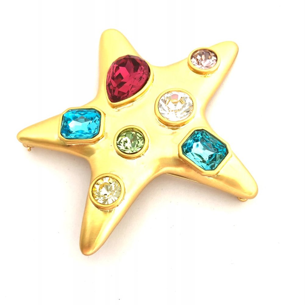 KENNETH JAY LANE,  GOLD ENAMEL PASTEL CRYS…